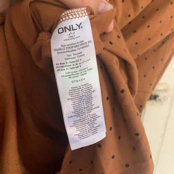 ONLY tie-strap midi brown pika dot midi dress - Picture 5 of 10